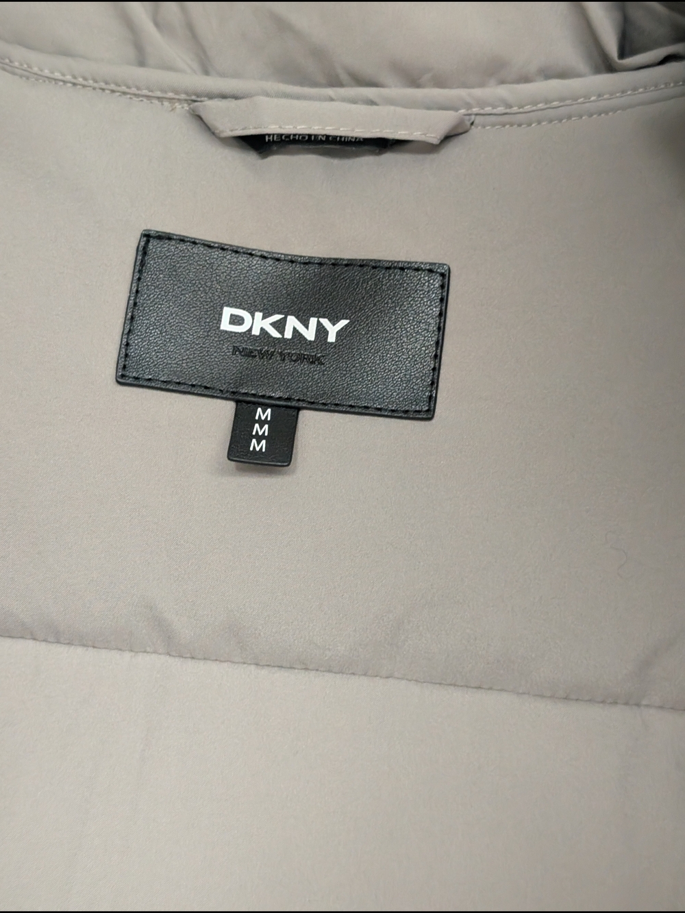 DKNY Taupe Hooded Puffer Jacket Coat Medium | Adjustable Waist Winter Parka - Picture 8 of 12